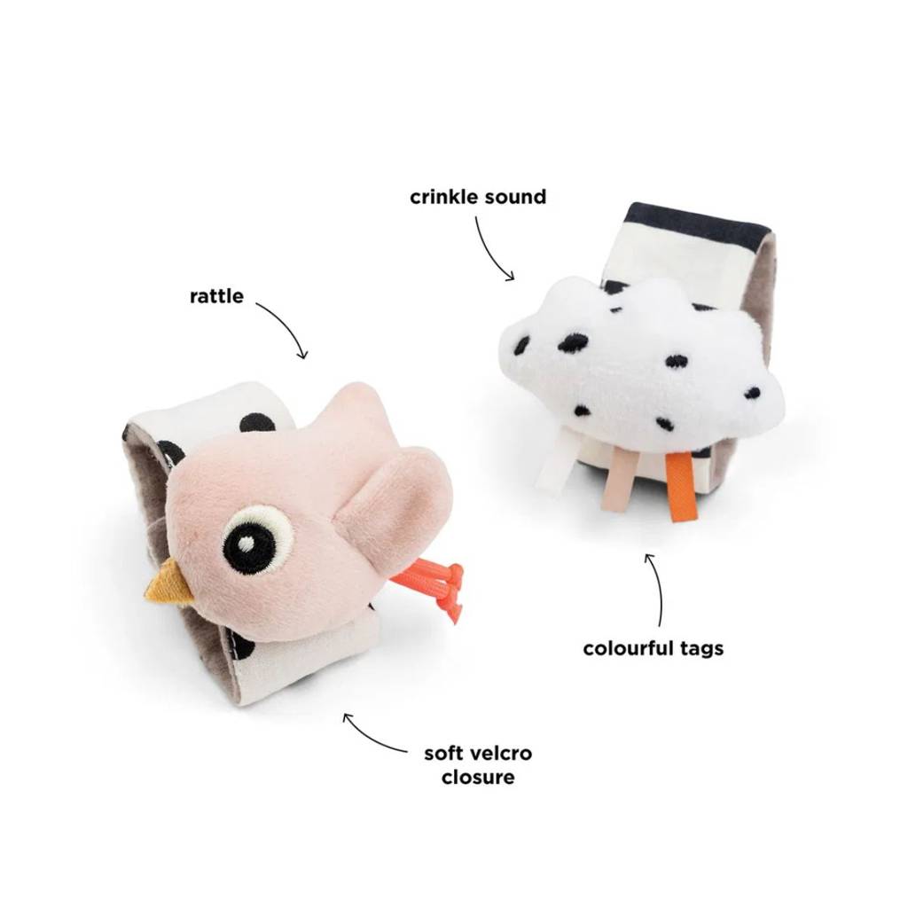 Wrist Rattle Set (2) - Happy Clouds