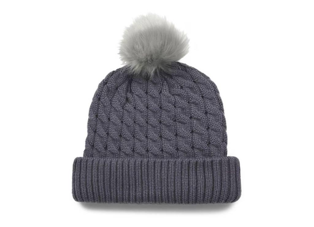 Cable Knit Pom Húfa